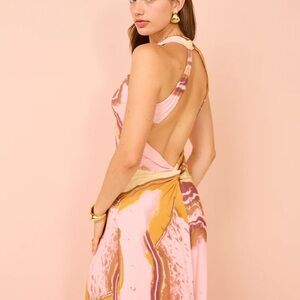 Sovere Molten Backless Maxi Dress In Pink Size Small